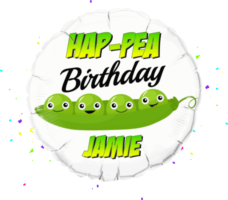 Hap-Pea Birthday balloon