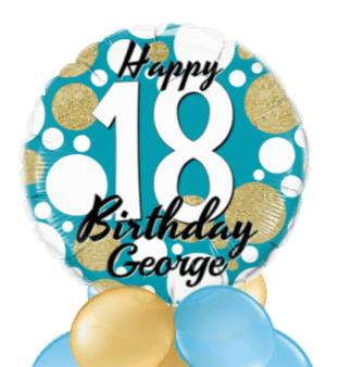 Birthday Age Blue and Gold Dots Balloon