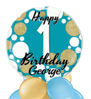 Birthday Age Blue and Gold Dots Balloon