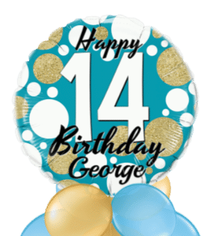 Birthday Age Blue and Gold Dots Balloon