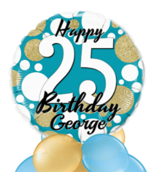 Birthday Age Blue and Gold Dots Balloon