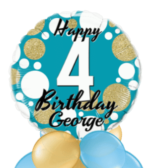 Birthday Age Blue and Gold Dots Balloon