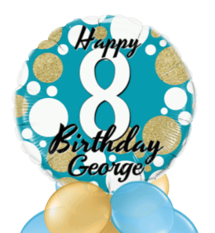Birthday Age Blue and Gold Dots Balloon