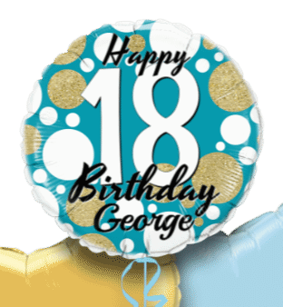 Birthday Age Blue and Gold Dots Balloon