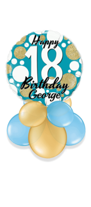 Birthday Age Blue and Gold Dots Balloon
