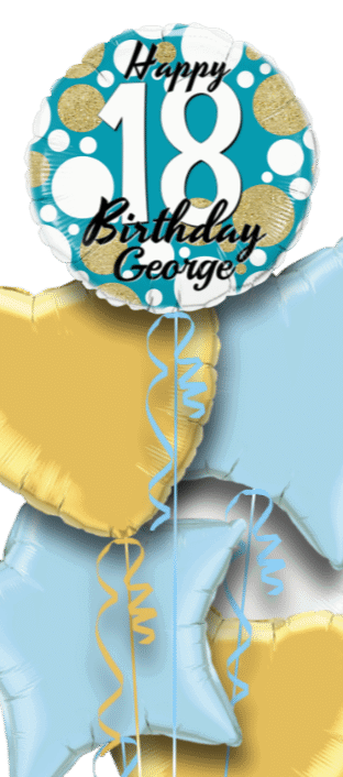 Birthday Age Blue and Gold Dots Balloon
