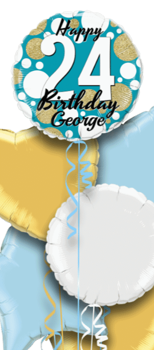Birthday Age Blue and Gold Dots Balloon