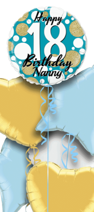 Birthday Age Blue and Gold Dots Balloon