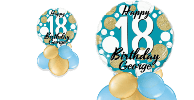 Birthday Age Blue and Gold Dots Balloon