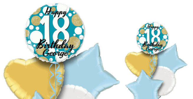 Birthday Age Blue and Gold Dots Balloon