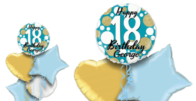 Birthday Age Blue and Gold Dots Balloon