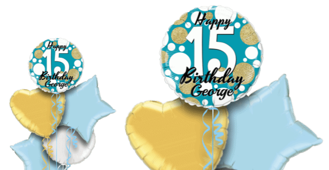 Birthday Age Blue and Gold Dots Balloon