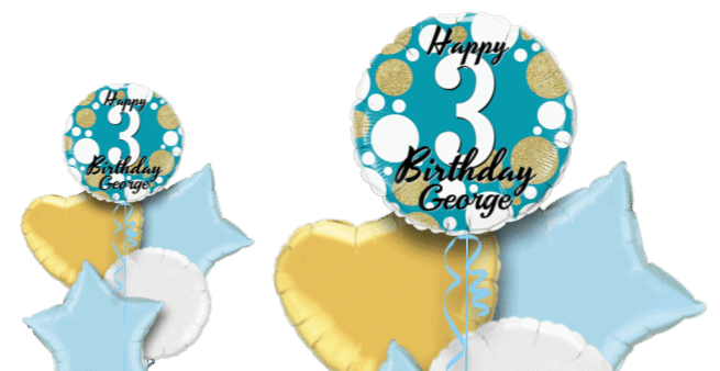 Birthday Age Blue and Gold Dots Balloon