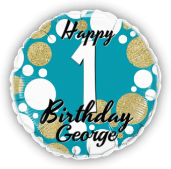 Birthday Age Blue and Gold Dots