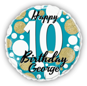 Birthday Age Blue and Gold Dots