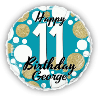 Birthday Age Blue and Gold Dots