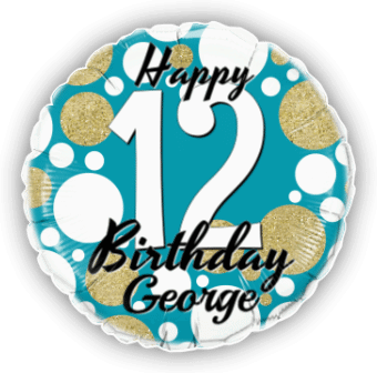 Birthday Age Blue and Gold Dots
