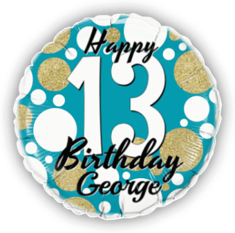 Birthday Age Blue and Gold Dots