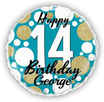 Birthday Age Blue and Gold Dots