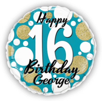 Birthday Age Blue and Gold Dots