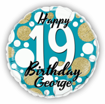 Birthday Age Blue and Gold Dots