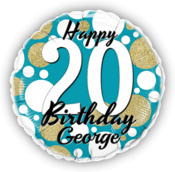 Birthday Age Blue and Gold Dots