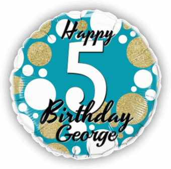 Birthday Age Blue and Gold Dots