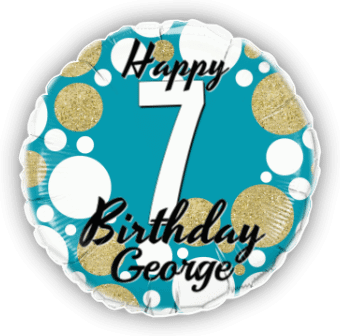 Birthday Age Blue and Gold Dots