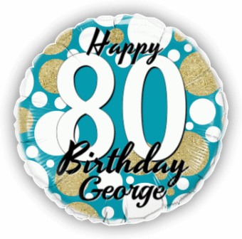 Birthday Age Blue and Gold Dots