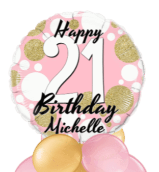 Birthday Age Pink and Gold Dots Balloon