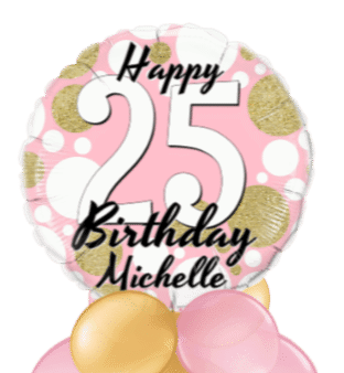Birthday Age Pink and Gold Dots Balloon