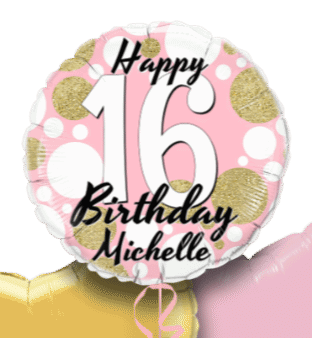 Birthday Age Pink and Gold Dots Balloon