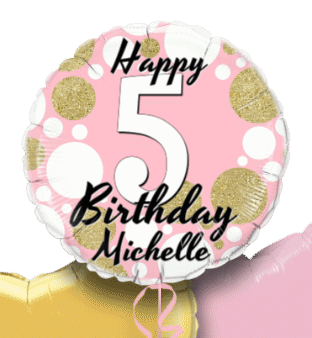 Birthday Age Pink and Gold Dots Balloon
