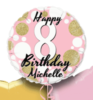 Birthday Age Pink and Gold Dots Balloon