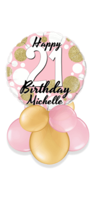Birthday Age Pink and Gold Dots Balloon