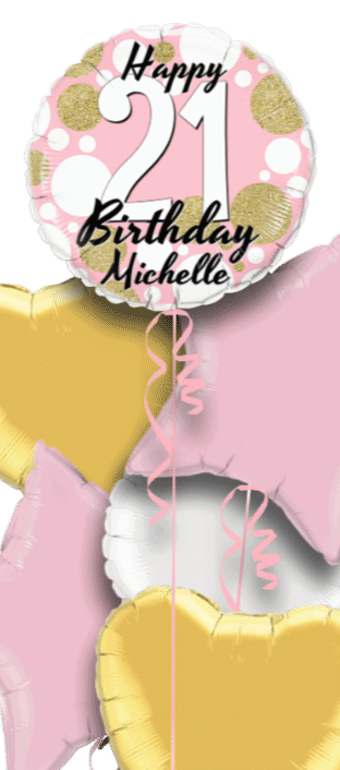 Birthday Age Pink and Gold Dots Balloon