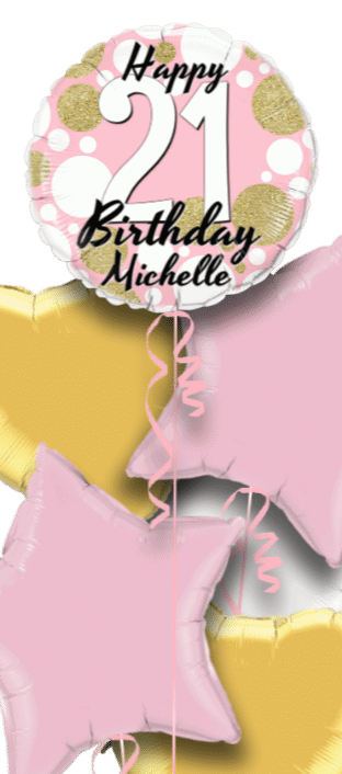 Birthday Age Pink and Gold Dots Balloon