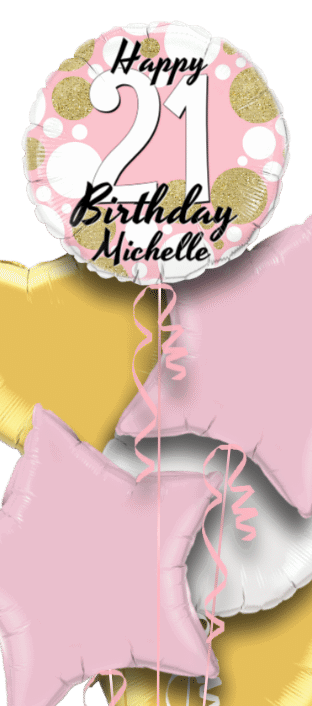 Birthday Age Pink and Gold Dots Balloon