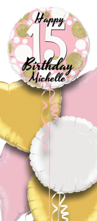 Birthday Age Pink and Gold Dots Balloon