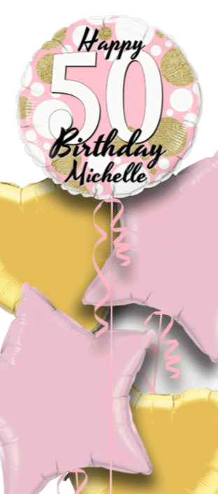 Birthday Age Pink and Gold Dots Balloon