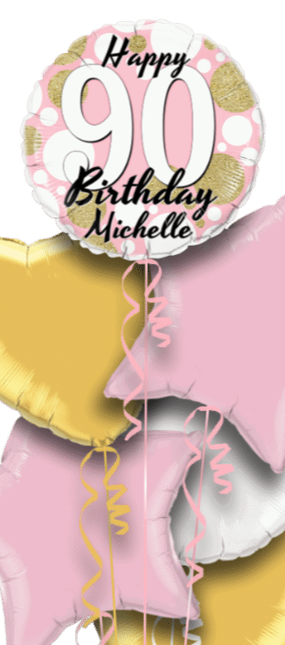 Birthday Age Pink and Gold Dots Balloon