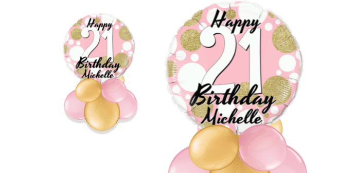 Birthday Age Pink and Gold Dots Balloon