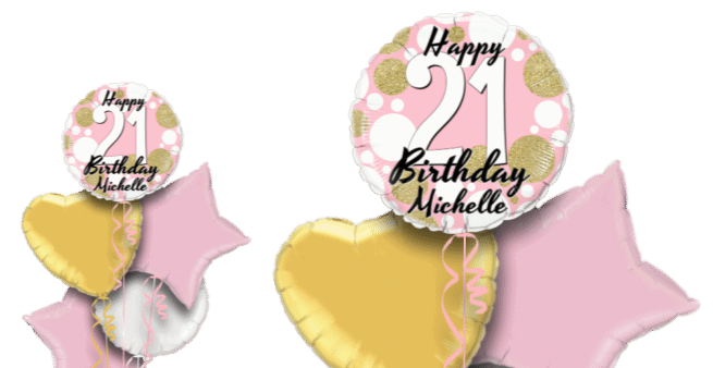 Birthday Age Pink and Gold Dots Balloon