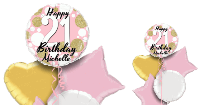 Birthday Age Pink and Gold Dots Balloon