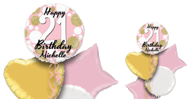 Birthday Age Pink and Gold Dots Balloon
