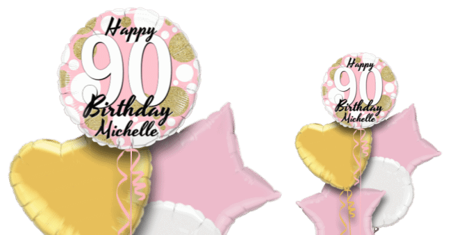 Birthday Age Pink and Gold Dots Balloon