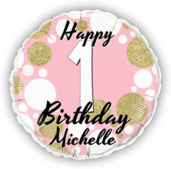 Birthday Age Pink and Gold Dots