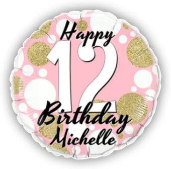 Birthday Age Pink and Gold Dots