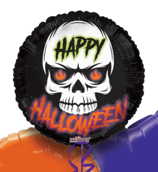 Fire Eyes Skull Happy Halloween Balloon