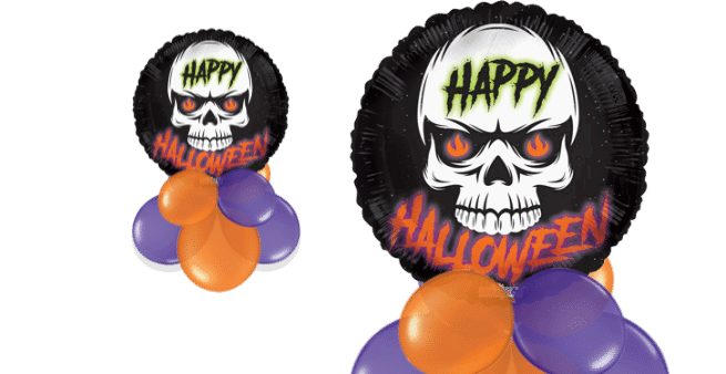 Fire Eyes Skull Happy Halloween Balloon